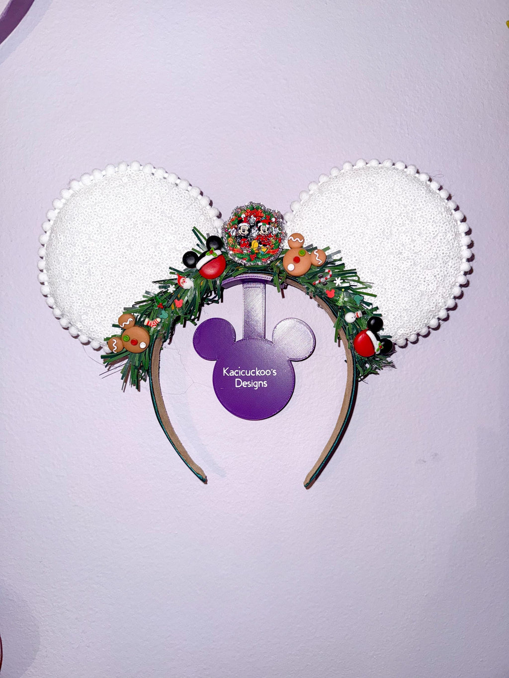 Handmade Christmas Wreath Inspired Mickey Ears