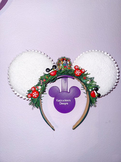 Handmade Christmas Wreath Inspired Mickey Ears